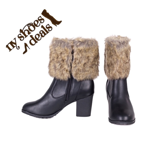 Women's 10" Faux Fur Lined Leather Short Boots - Picture 1 of 3